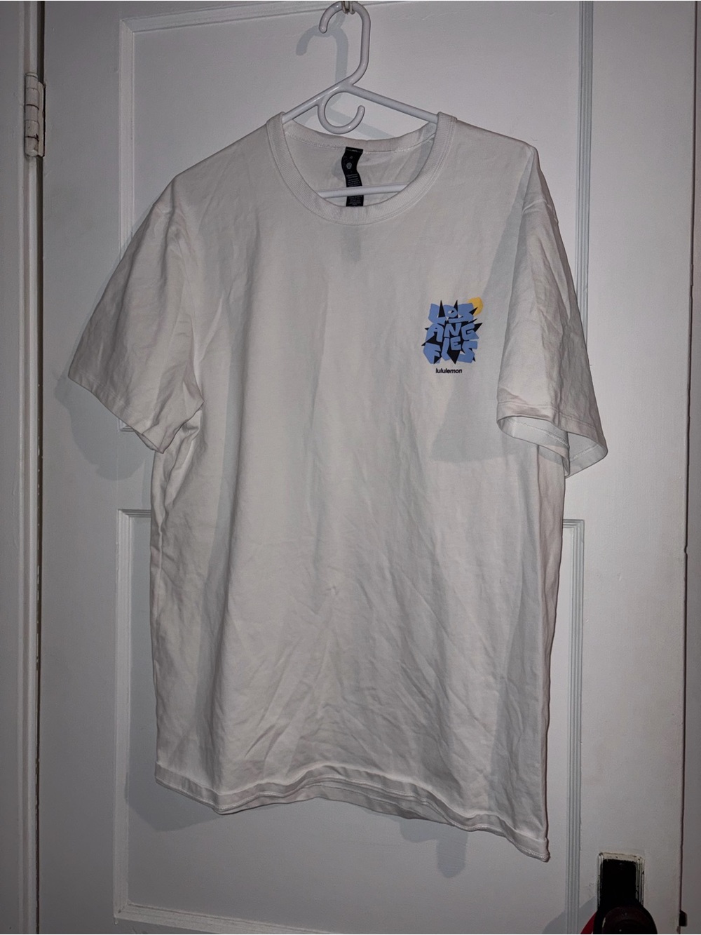 lululemon athletica White Short-Sleeve Tee with Blue Graphic